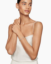 Classic Cable Bracelet in Sterling Silver with Amethyst and Diamonds, 5mm